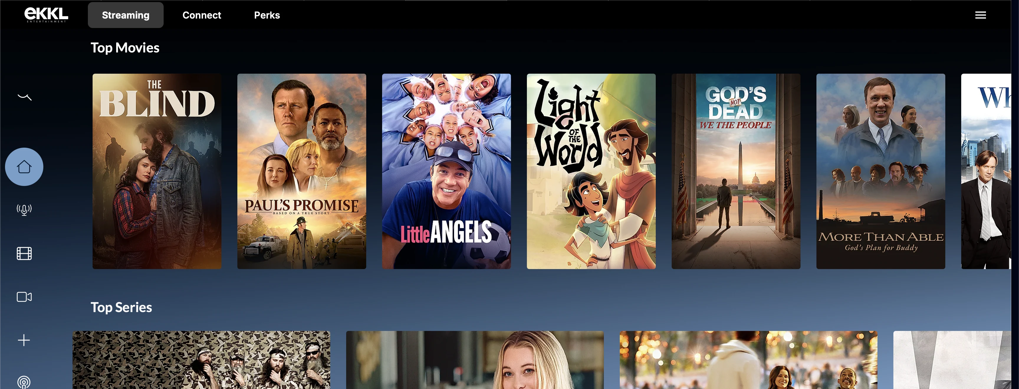 Live EKKL streaming catalog with movies and series
